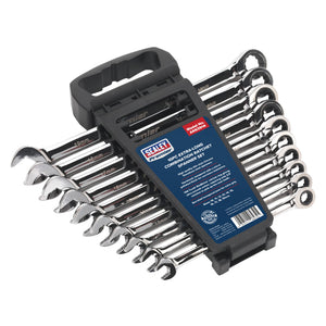 Sealey Combination Ratchet Spanner Set 10pc Extra-Long Metric (Premier)