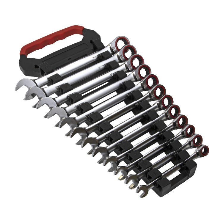 Sealey Ratchet Combination Spanner Set 12pc Metric Platinum Series in Carry Rack (Premier)