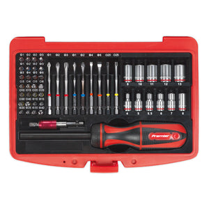 Sealey Fine Tooth Ratchet Screwdriver & Accessory Set 51pc (Premier)