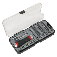 Load image into Gallery viewer, Sealey Fine Tooth Ratchet Screwdriver Socket &amp; Bit Set 38pc (Premier)
