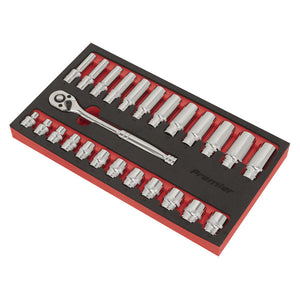 Sealey Ratchet Wrench & Socket Set 3/8" Sq Drive 25pc (Premier)