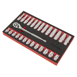 Sealey Ratchet Wrench & Socket Set 1/2" Sq Drive 27pc (Premier)