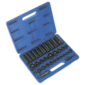 Sealey Impact Socket Set 32pc Standard/Deep 3/8" & 1/2" Sq Drive Metric/Imperial (Premier)