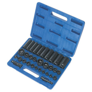 Sealey Impact Socket Set 32pc Standard/Deep 3/8" & 1/2" Sq Drive Metric/Imperial (Premier)