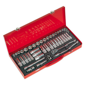 Sealey Topchest 10 Drawer Ball-Bearing Slides - Red & 140pc Tool Kit