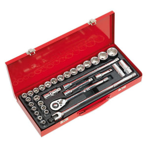 Sealey Socket Set 32pc 1/2" Sq Drive 6pt WallDrive - Metric/Imperial (Premier)