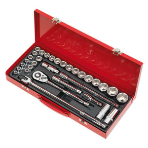 Sealey Socket Set 32pc 1/2" Sq Drive 6pt WallDrive - Metric/Imperial (Premier)