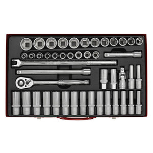 Sealey Socket Set 46pc 1/2" Sq Drive 6pt WallDrive - Metric (Premier)