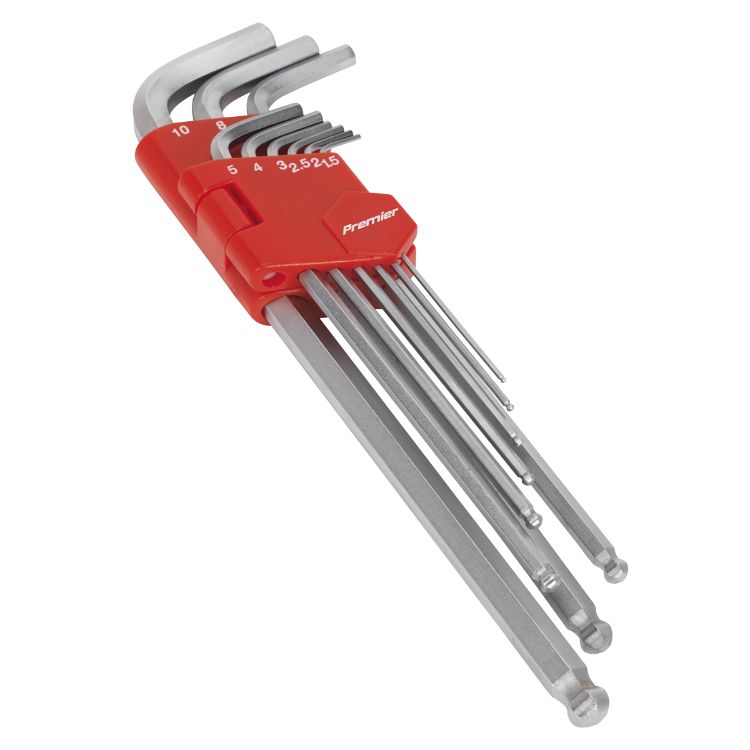 Sealey Ball-End Hex Key Set 9pc Extra-Long - Metric (Premier)