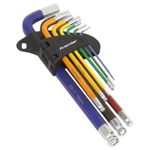 Load image into Gallery viewer, Sealey Ball-End Hex Key Set 9pc Colour-Coded Long - Metric (Premier)
