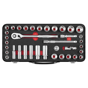 Sealey Socket Set 37pc 3/8" Sq Drive Metric/Imperial Premier Platinum Series