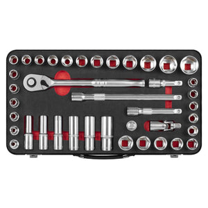 Sealey Socket Set 40pc 1/2" Sq Drive - Metric/Imperial - Premier Platinum Series