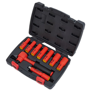 Sealey Insulated Socket Set 9pc 3/8" Sq Drive 6pt WallDrive - VDE Approved (Premier)