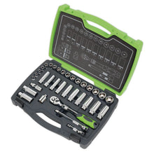 Load image into Gallery viewer, Sealey Socket Set 34pc 3/8&quot; Sq Drive 6pt WallDrive 72-Tooth Metric (Premier)
