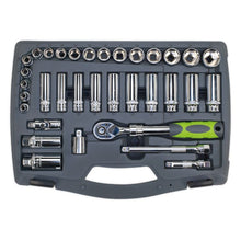 Load image into Gallery viewer, Sealey Socket Set 34pc 3/8&quot; Sq Drive 6pt WallDrive 72-Tooth Metric (Premier)
