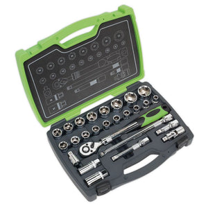 Sealey Socket Set 26pc 1/2" Sq Drive 6pt WallDrive 72-Tooth Metric (Premier)