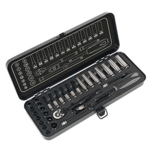 Sealey Socket Set 32pc 1/4" Sq Drive 6pt WallDrive Metric Black Series (Premier)