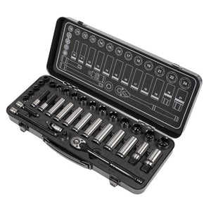 Sealey Socket Set 34pc 3/8" Sq Drive WallDrive Metric Black Series (Premier)