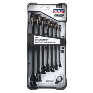 Sealey Combination Ratchet Spanner Set 7pc Metric - Black Series (Premier)