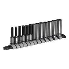 Load image into Gallery viewer, Sealey Socket Set Deep 13pc 1/4&quot; Sq Drive Metric - Black Series (Premier)
