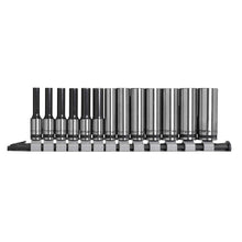 Load image into Gallery viewer, Sealey Socket Set Deep 13pc 1/4&quot; Sq Drive Metric - Black Series (Premier)
