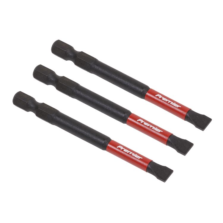 Sealey Slotted 6.5mm Impact Power Tool Bits 75mm - 3pc (Premier)