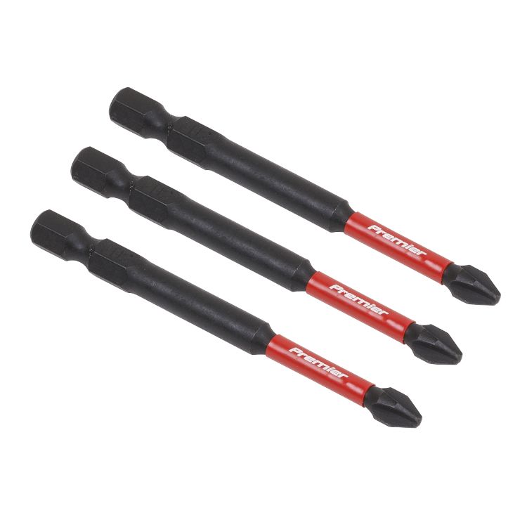 Sealey Phillips #2 Impact Power Tool Bits 75mm - 3pc (Premier)