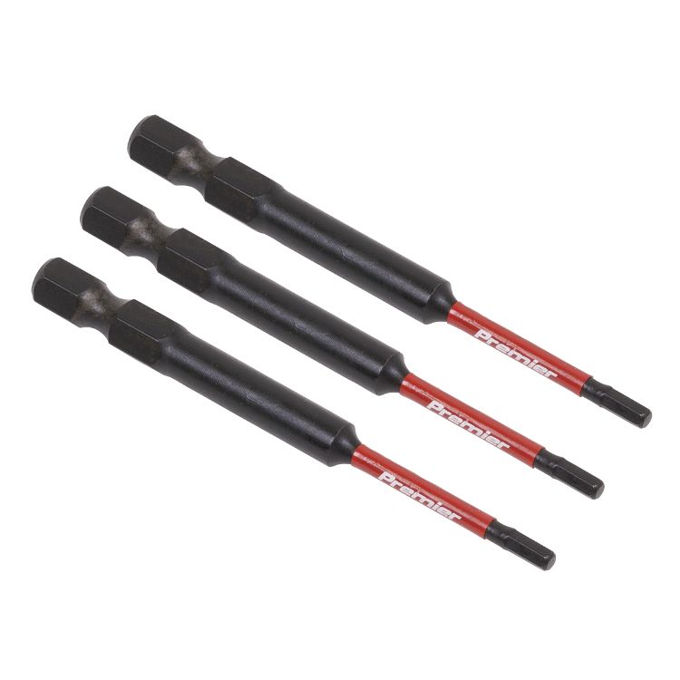 Sealey Hex 2.5mm Impact Power Tool Bits 75mm - 3pc (Premier)