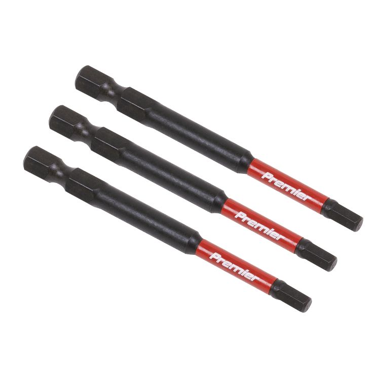 Sealey Hex 4mm Impact Power Tool Bits 75mm - 3pc (Premier)