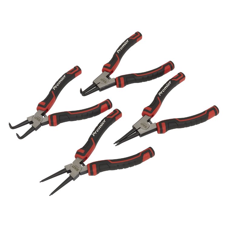 Sealey Circlip Pliers Set 180mm 4pc (Dual Material Grip) (Premier)