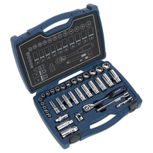 Load image into Gallery viewer, Sealey Socket Set 34pc 3/8&quot; Sq Drive 6pt WallDrive 48-Tooth Metric (Premier)
