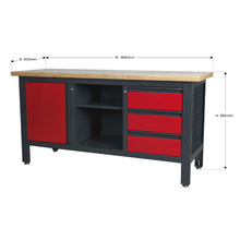 Load image into Gallery viewer, Sealey Workstation, 3 Drawers, 1 Cupboard &amp; Open Storage
