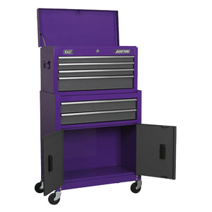 Sealey Topchest & Rollcab Combination 6 Drawer Ball-Bearing Slides - Purple/Grey