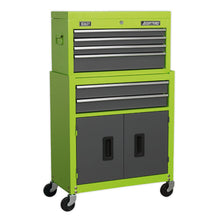 Load image into Gallery viewer, Sealey Topchest &amp; Rollcab Combination 6 Drawer Ball-Bearing Slides - Green/Grey
