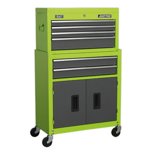 Sealey Topchest & Rollcab Combination 6 Drawer Ball-Bearing Slides - Green/Grey