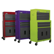 Load image into Gallery viewer, Sealey Topchest &amp; Rollcab Combination 6 Drawer Ball-Bearing Slides - Purple/Grey
