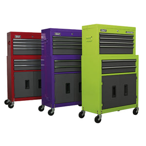 Sealey Topchest & Rollcab Combination 6 Drawer Ball-Bearing Slides - Purple/Grey