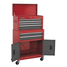 Load image into Gallery viewer, Sealey Topchest &amp; Rollcab Combination 6 Drawer Ball-Bearing Slides - Red/Grey
