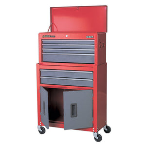 Sealey Topchest & Rollcab Combination 6 Drawer Ball-Bearing Slides - Red/Grey