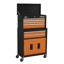 Load image into Gallery viewer, Sealey Topchest &amp; Rollcab Combination 6 Drawer Ball-Bearing Slides - Black/Orange
