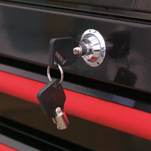 Sealey Retro Style Wide Topchest & Rollcab Combination 10 Drawer Black, Red Anodised Drawer Pull