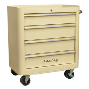 Sealey Retro Style Topchest, Mid-Box & Rollcab Combination 10 Drawer Cream