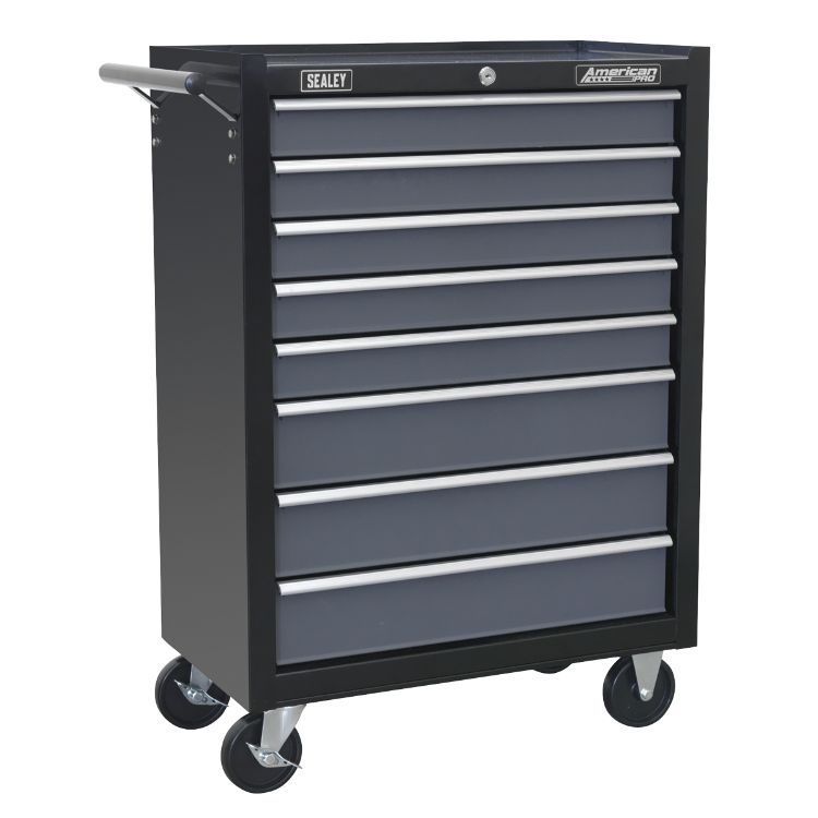 Sealey Rollcab 8 Drawer Ball-Bearing Slides Black/Grey (Siegen)