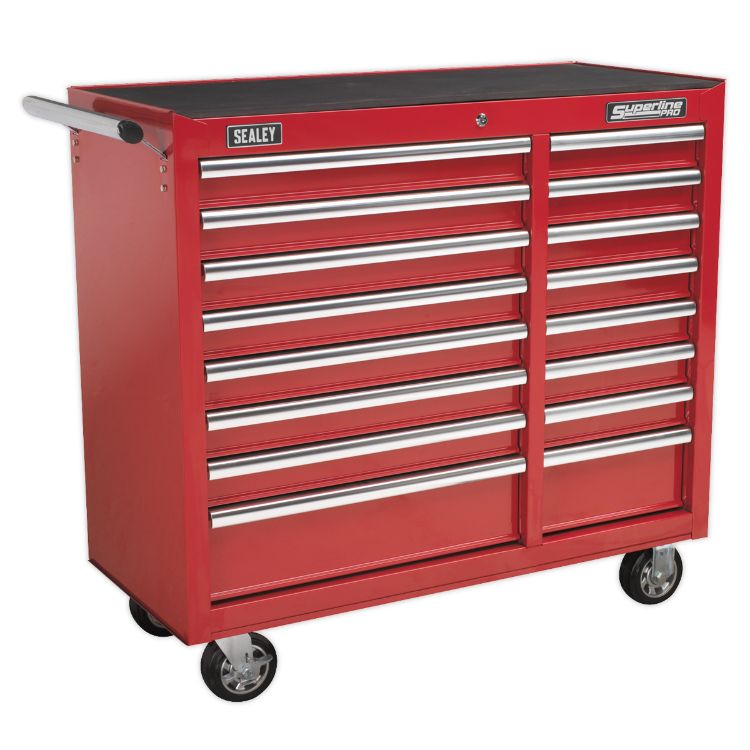 Sealey Rollcab 16 Drawer Heavy-Duty Ball-Bearing Slides Red