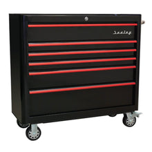 Load image into Gallery viewer, Sealey Retro Style Wide Topchest &amp; Rollcab Combination 10 Drawer Black, Red Anodised Drawer Pull
