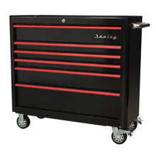 Load image into Gallery viewer, Sealey Rollcab 6 Drawer Wide Retro Style - Black, Red Anodised Drawer Pulls
