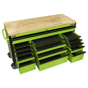 Sealey 15 Drawer Mobile Trolley, Wooden Worktop 1549mm