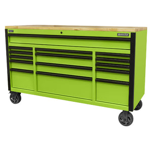 Sealey 15 Drawer Mobile Trolley, Wooden Worktop 1549mm