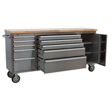 Load image into Gallery viewer, Sealey Mobile Stainless Steel Tool Cabinet 10 Drawer &amp; Cupboard
