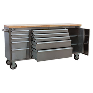 Sealey Mobile Stainless Steel Tool Cabinet 10 Drawer & Cupboard